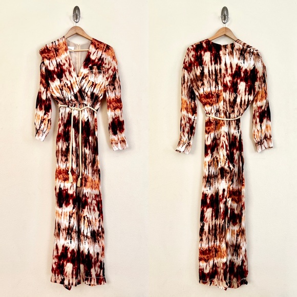 New NANUSHKA Jacques Tie Dye Belted Wide Leg Jumpsuit in Brown - Picture 7 of 13